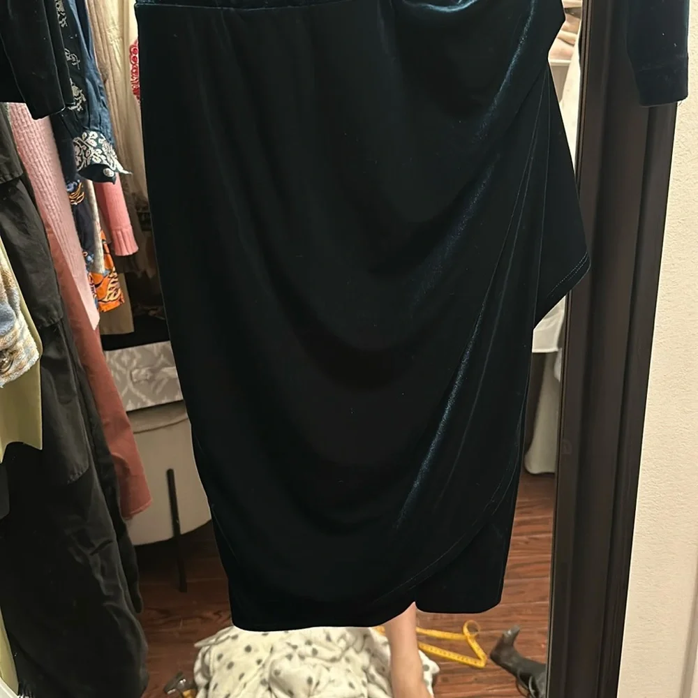 Betsey Johnson Dark Teal Velvet Midi Dress - Picture 4 of 6